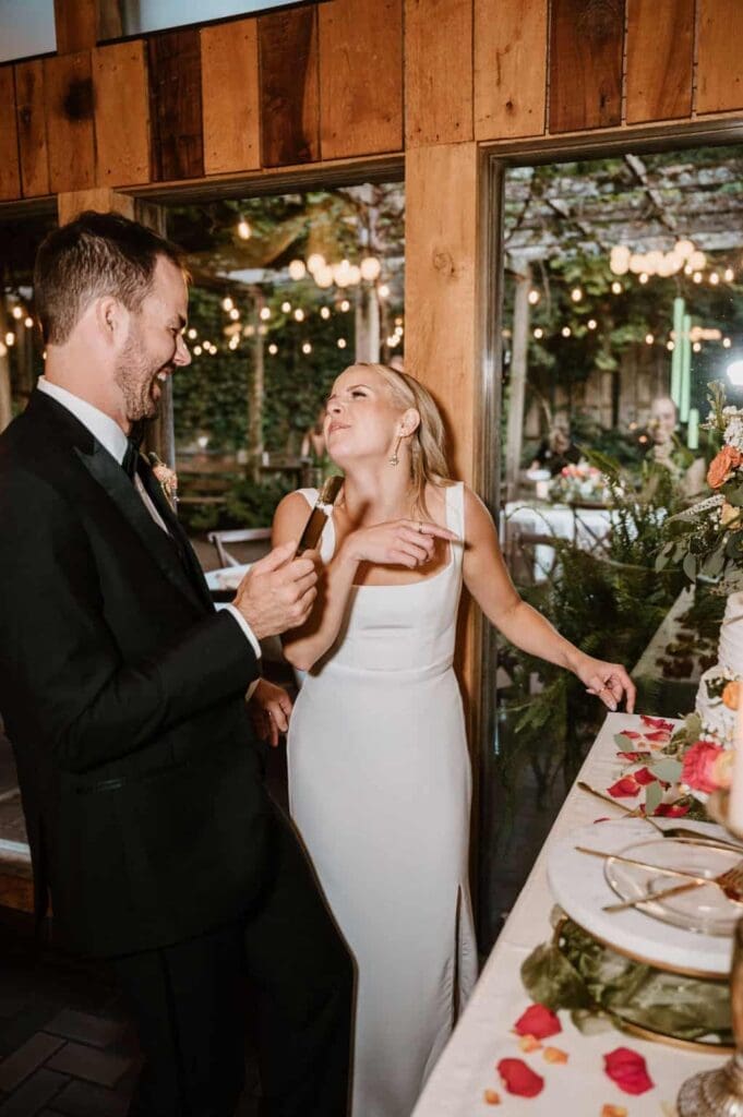 wedding couple at reception in fayetteville arkansas