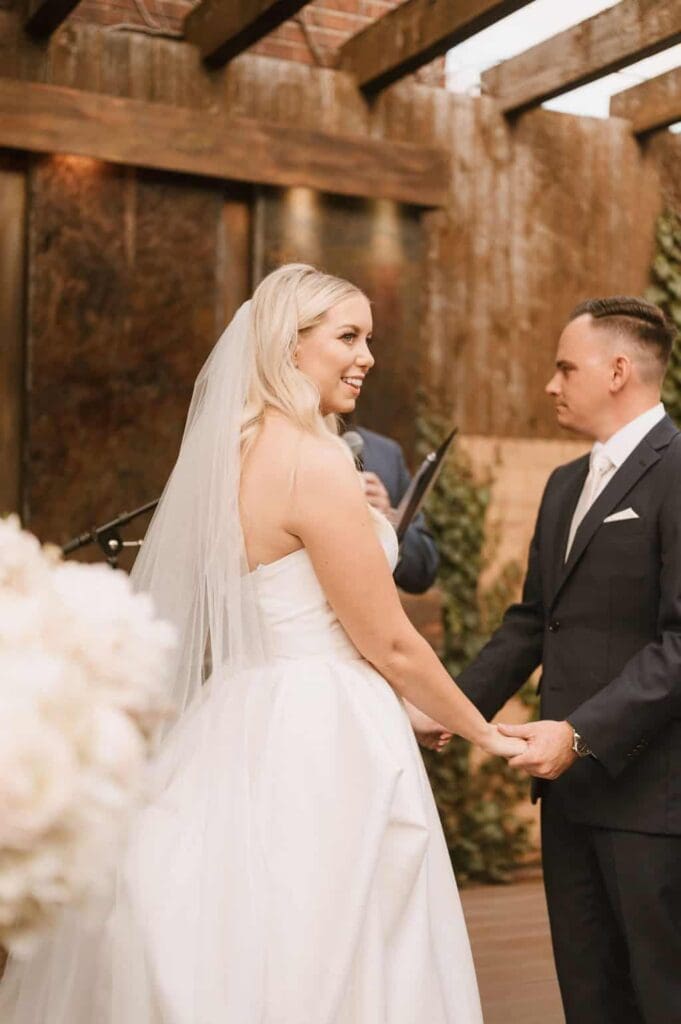bride and groom during intimate wedding ceremony in st louis mo 