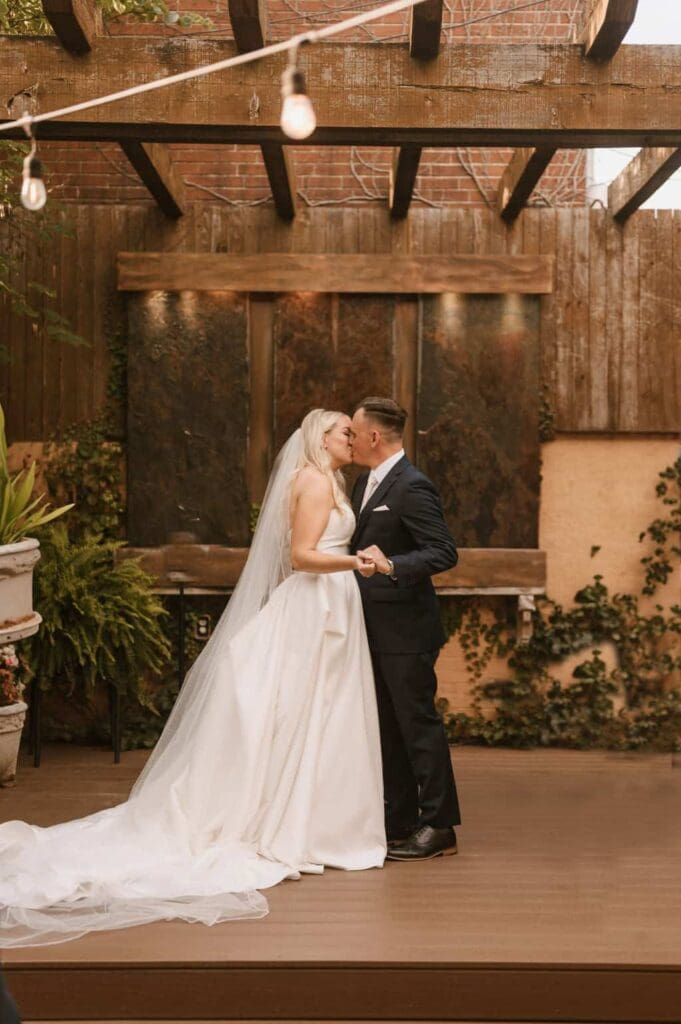 bride and groom during intimate wedding ceremony in st louis mo 