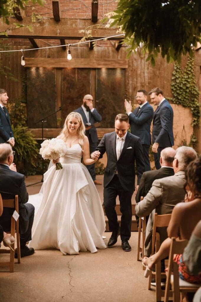 bride and groom during intimate wedding ceremony in st louis mo 