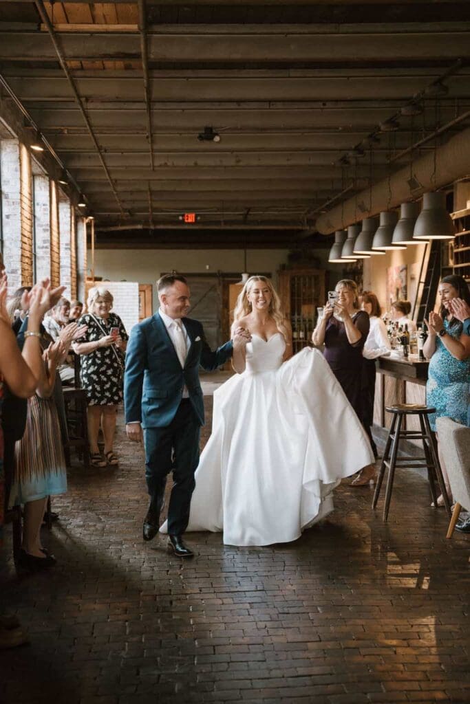 bride and groom at wedding reception on the hill stl mo