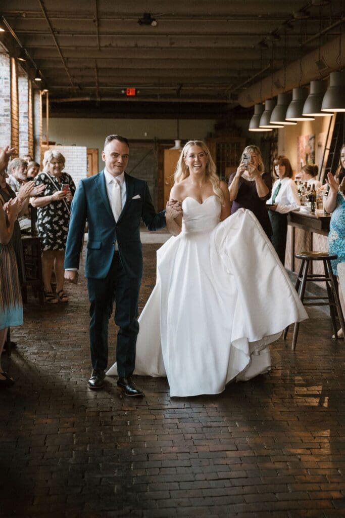 bride and groom at wedding reception on the hill stl mo
