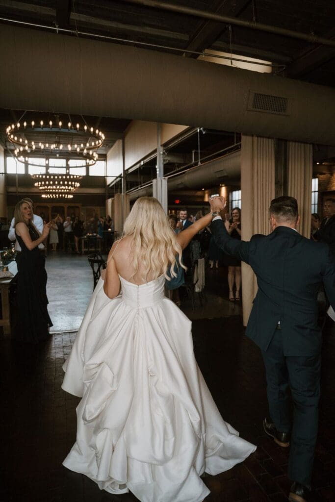 bride and groom at wedding reception on the hill stl mo
