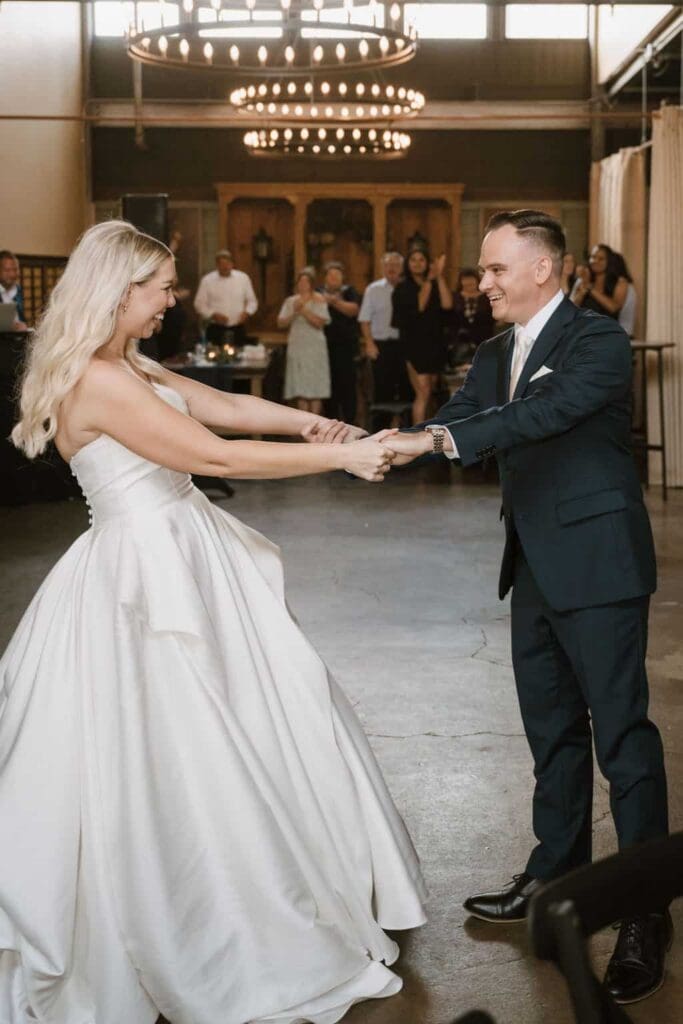 bride and groom at wedding reception on the hill stl mo