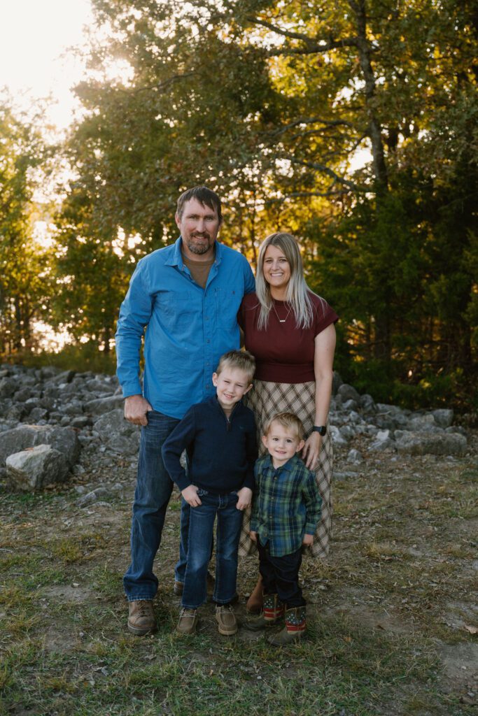 family taking photos at table rock lake