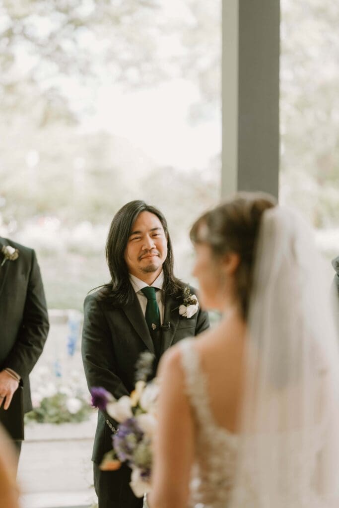 wedding ceremony at arkansas museum of fine arts