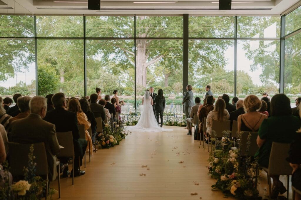 wedding ceremony at arkansas museum of fine arts