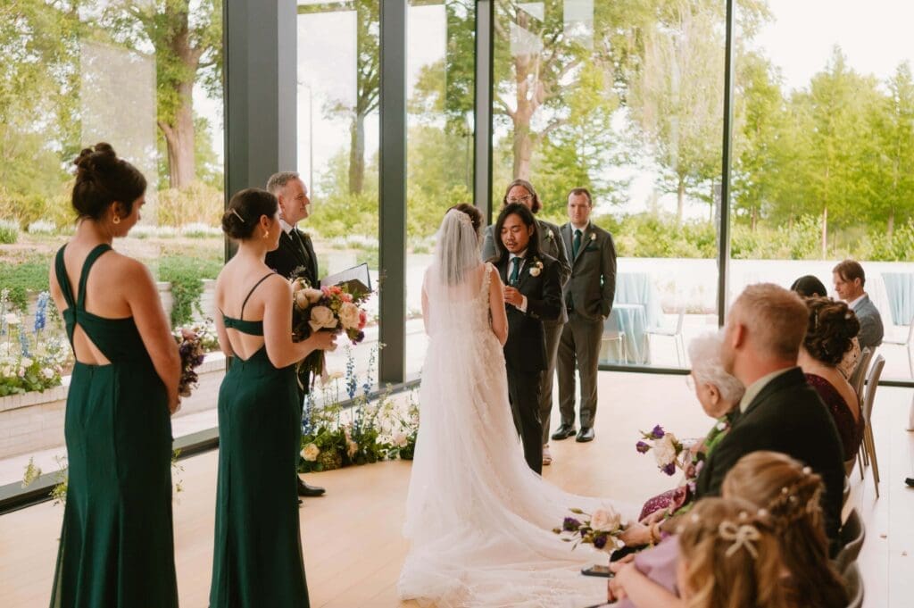 wedding ceremony at arkansas museum of fine arts