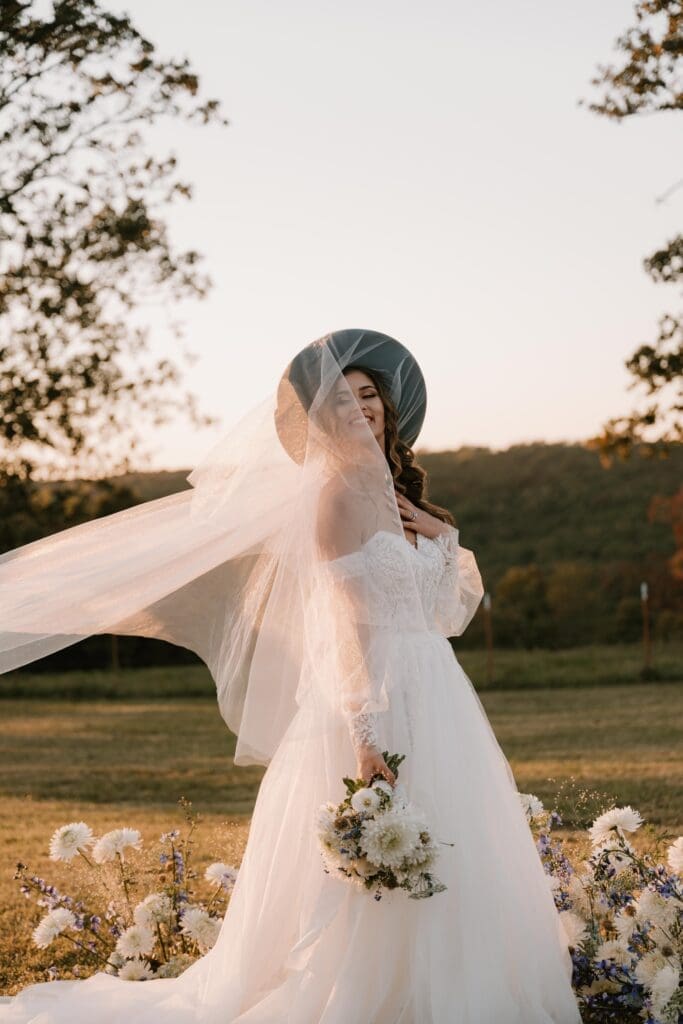 bride at plentywoods venue in elkins arkansas wedding