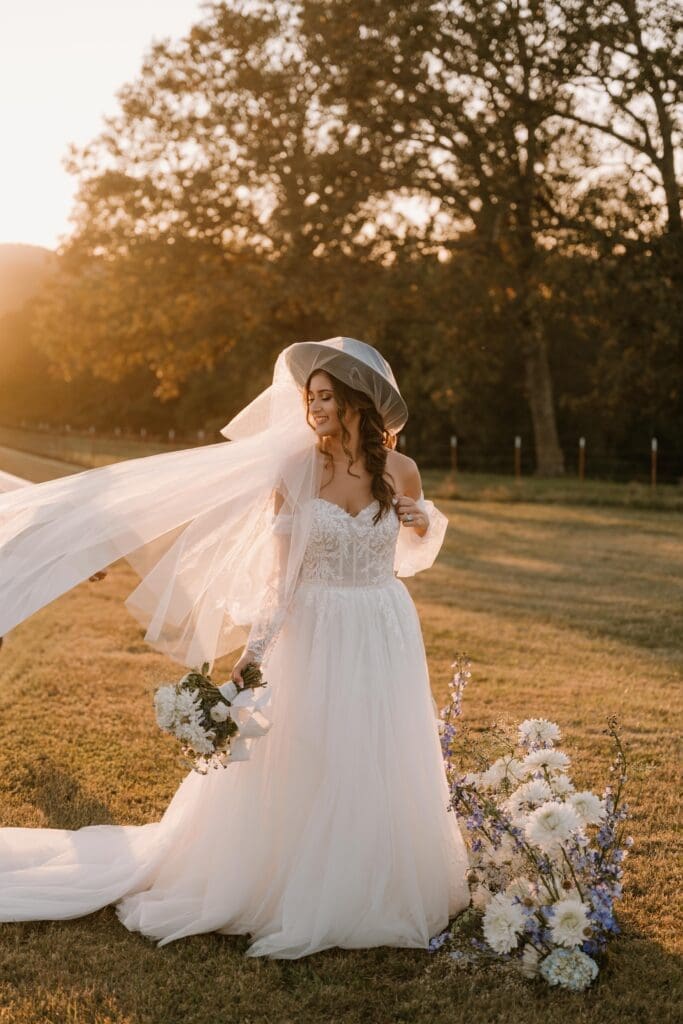 bride at plentywoods venue in elkins arkansas wedding
